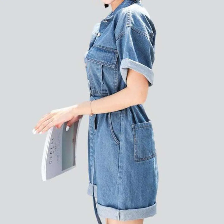 Short sleeve jeans overall shorts