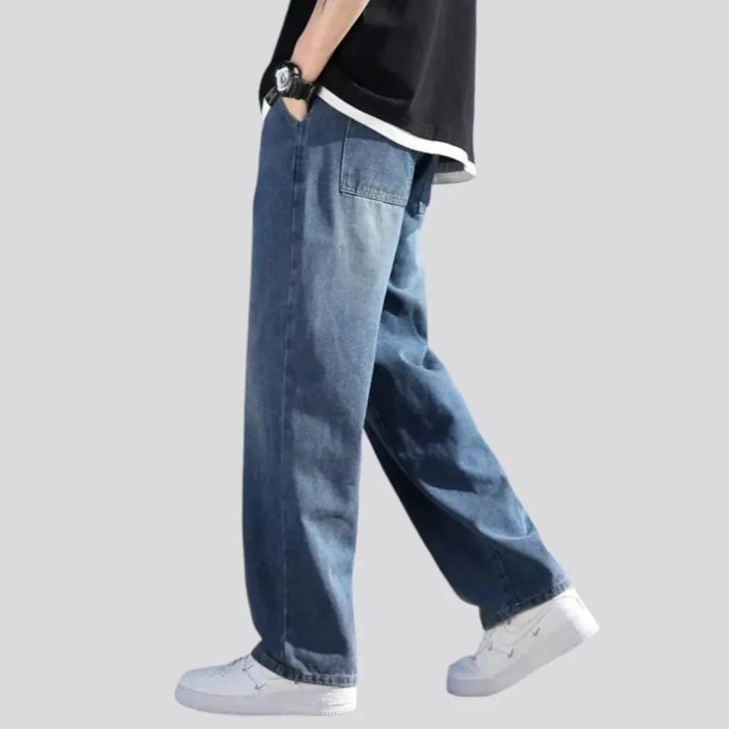 Stonewashed men's tall-waist jeans