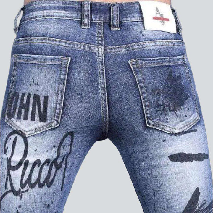 Super skinny printed men's jeans