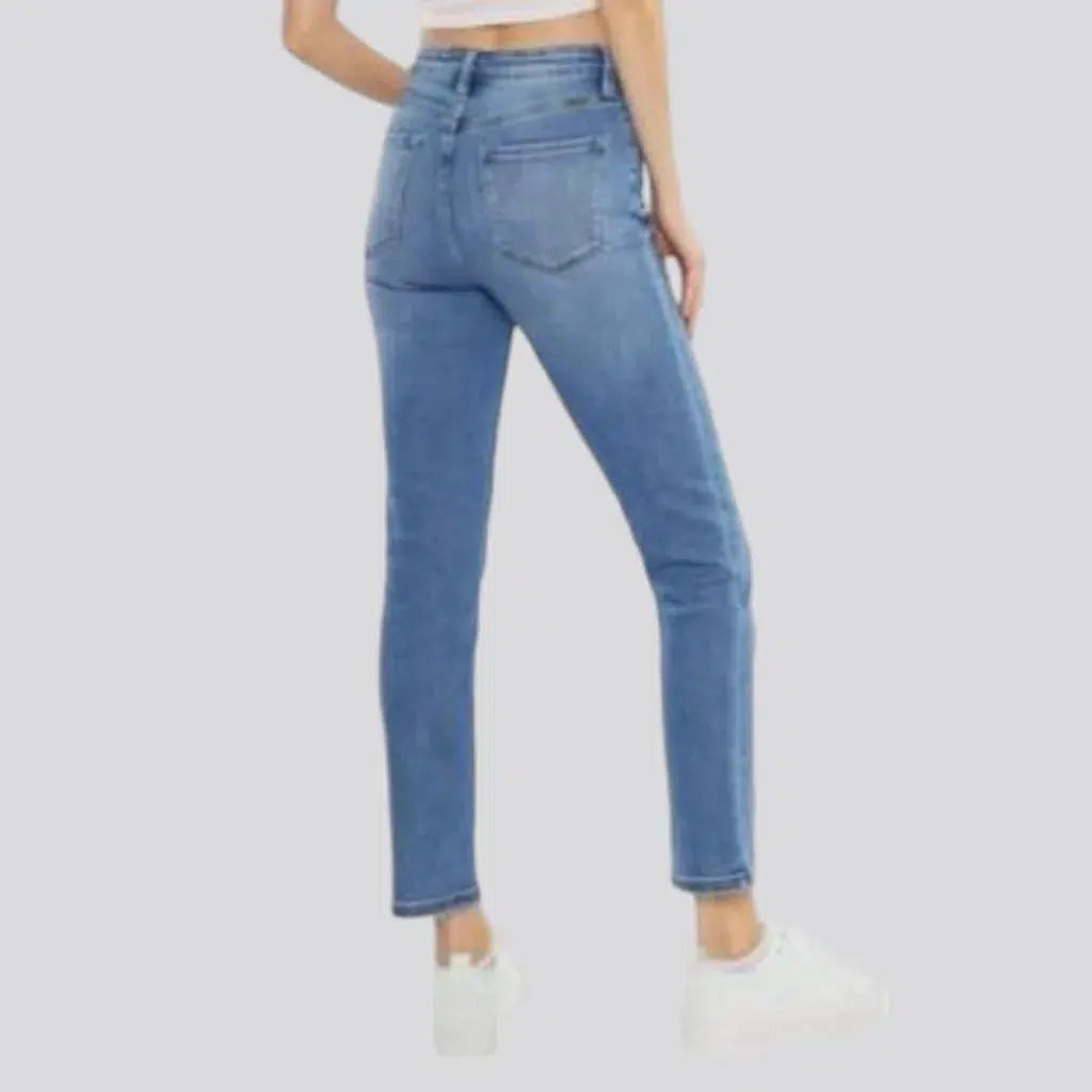 Whiskered slim jeans
 for women