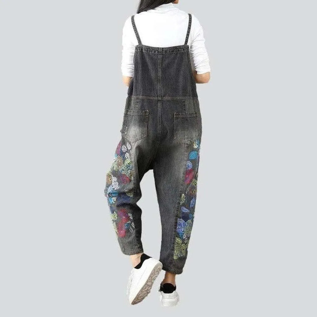 Women's overall painted with flowers