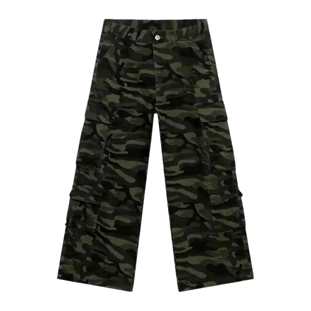 Camouflage Baggy Cargo Men's Jeans - Khaki