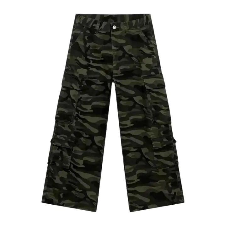 Camouflage Baggy Cargo Men's Jeans - Khaki