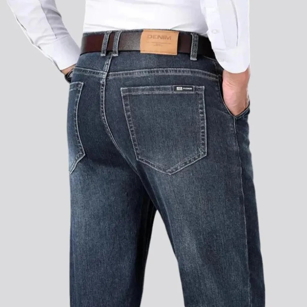 Stonewashed straight casual jeans for men