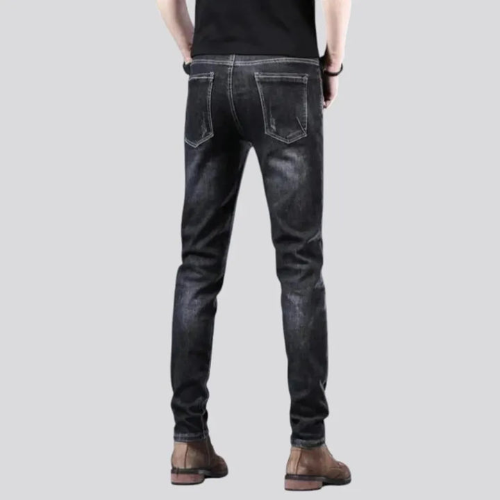 Fitted mid rise elastic men's jeans