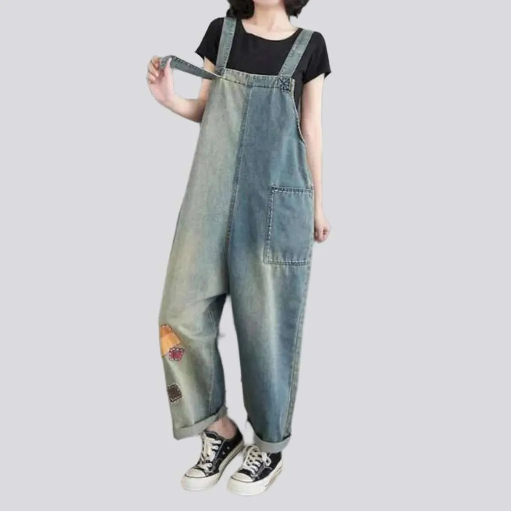 Painted y2k women's jean jumpsuit