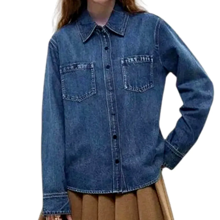 Casual Fit Women's Denim Shirt - Blue