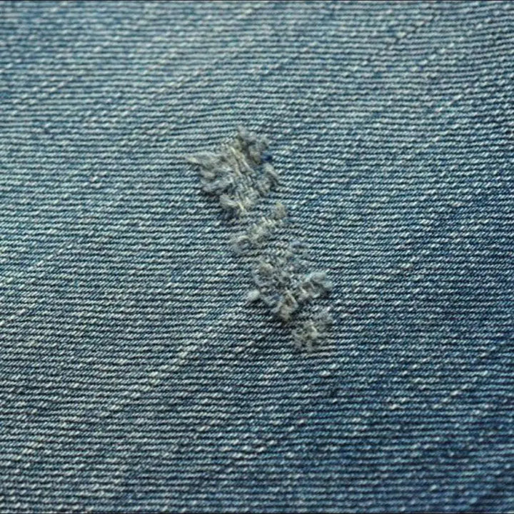 Sanded ripped knees selvedge jeans
 for men