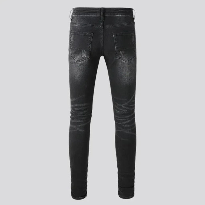 Skinny fit distressed vintage men's jeans