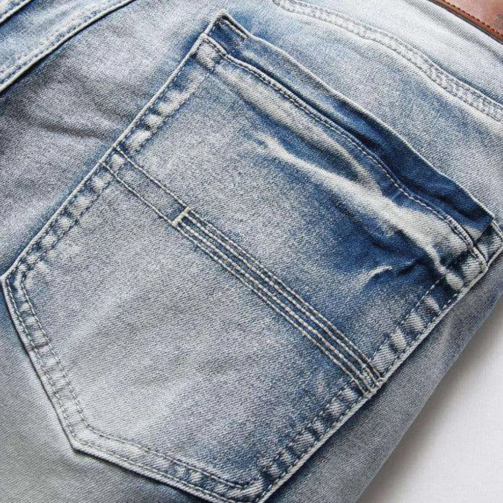Color-embellished patchwork men's jeans