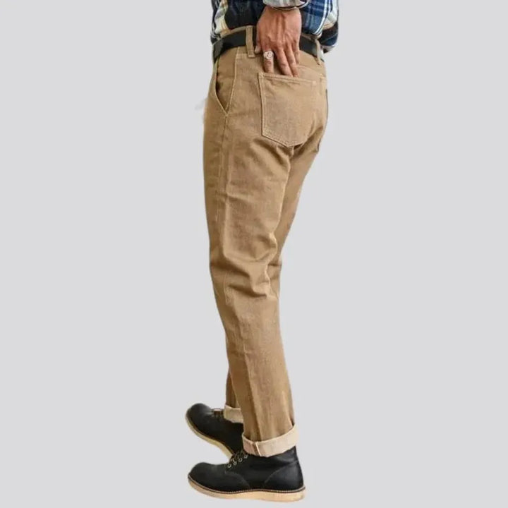 Color men's selvedge jeans