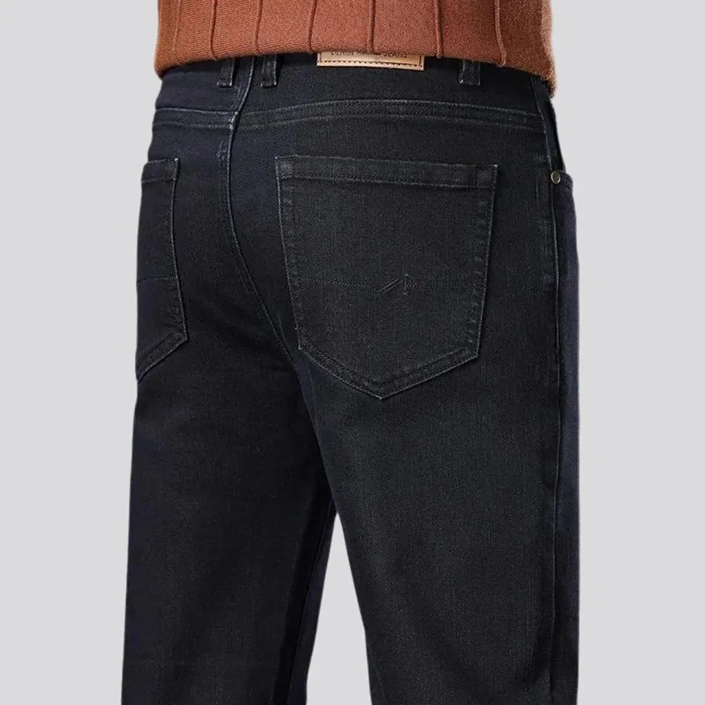 Casual tapered-fit elastic men's jeans