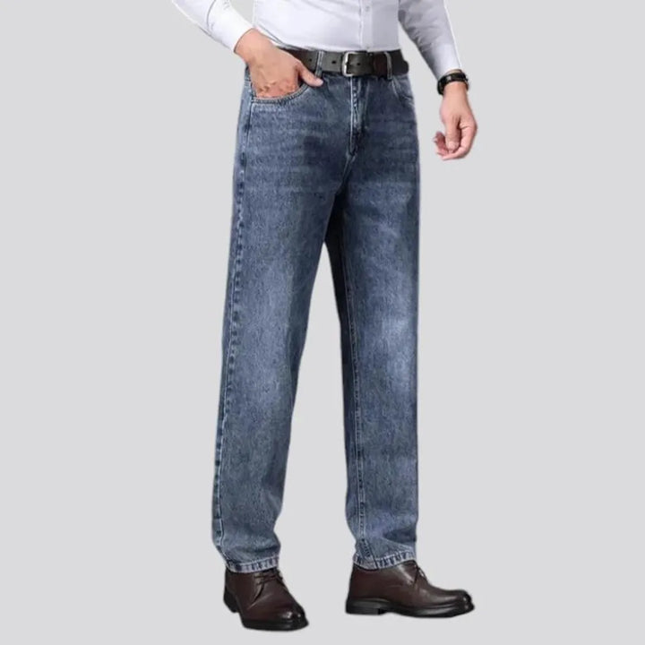 Stonewashed tapered fit men's jeans