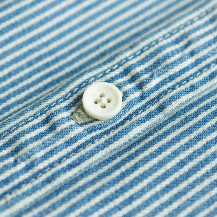 Light wash striped men's denim shirt