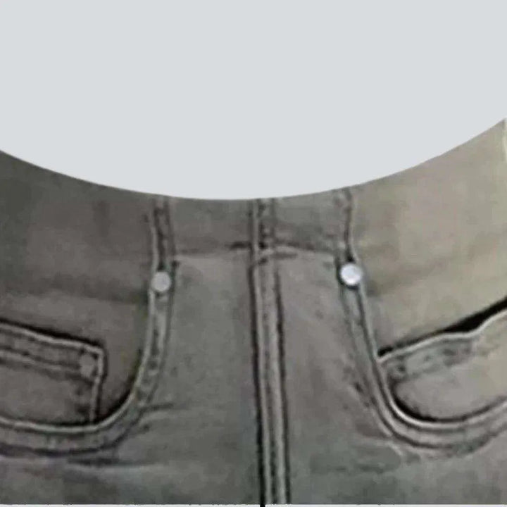 Exposed pocket vintage denim shorts