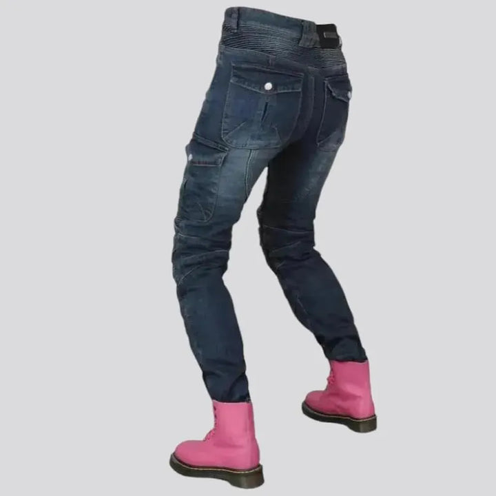 Winter women's biker jeans