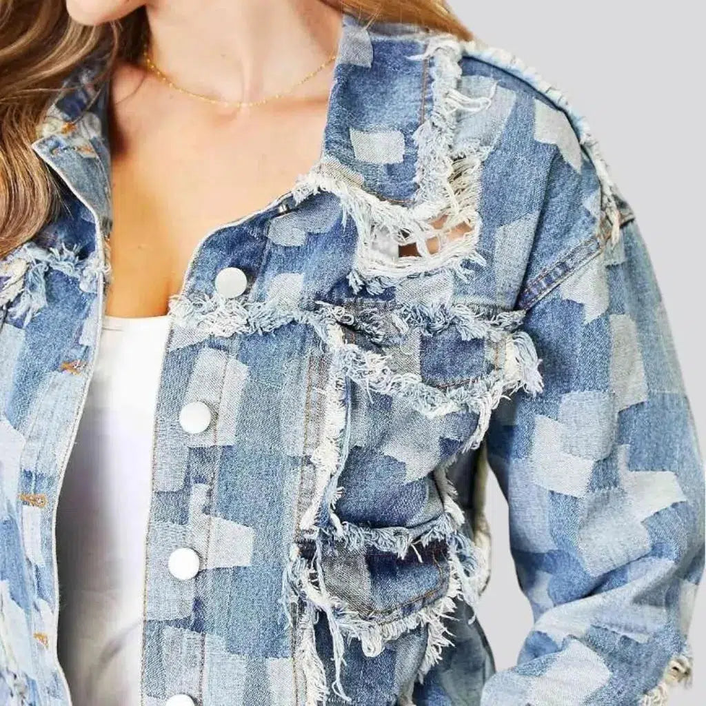 Oversized grunge jean jacket
 for women