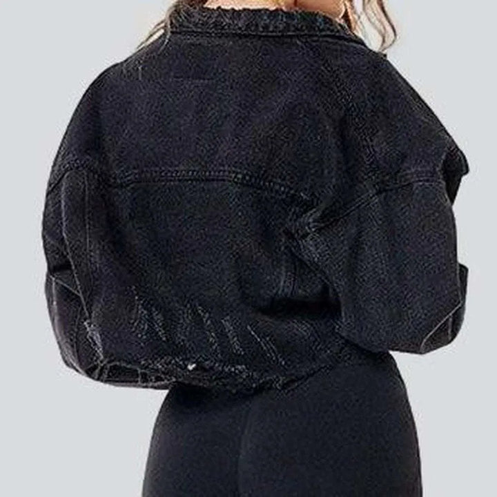 Short black jeans jacket