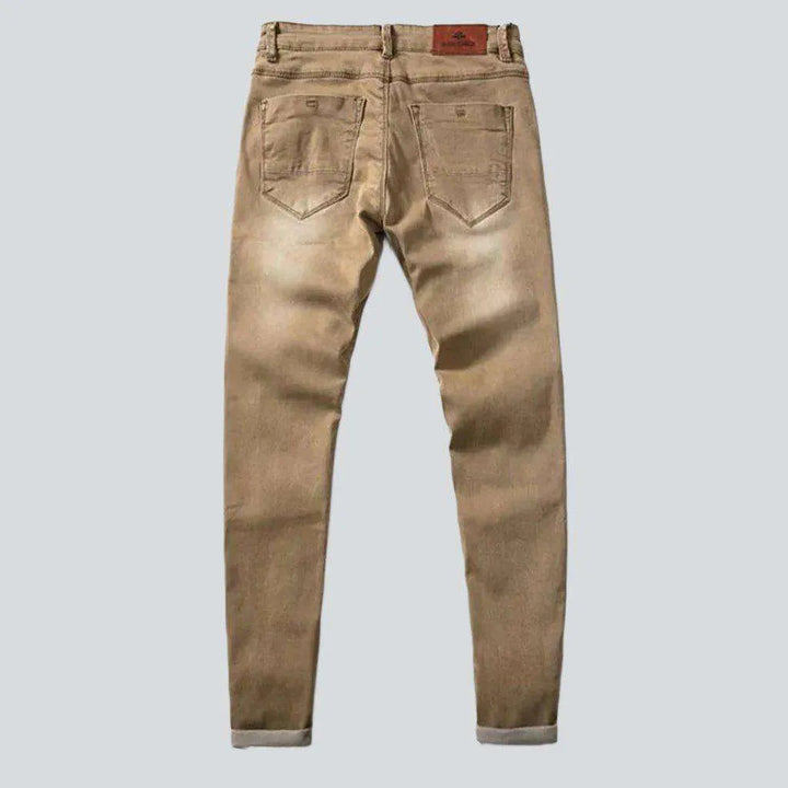 Sanded color jeans for men