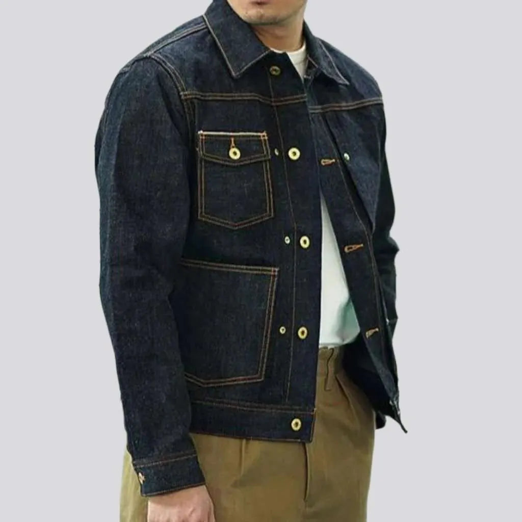 Contrast stitching denim jacket