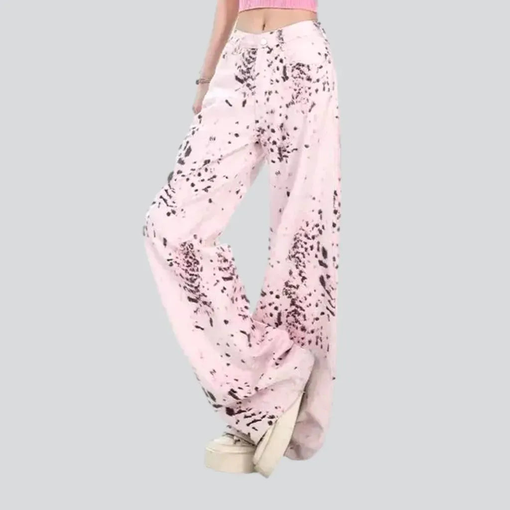 Fashionable high rise floral wide jeans for ladies