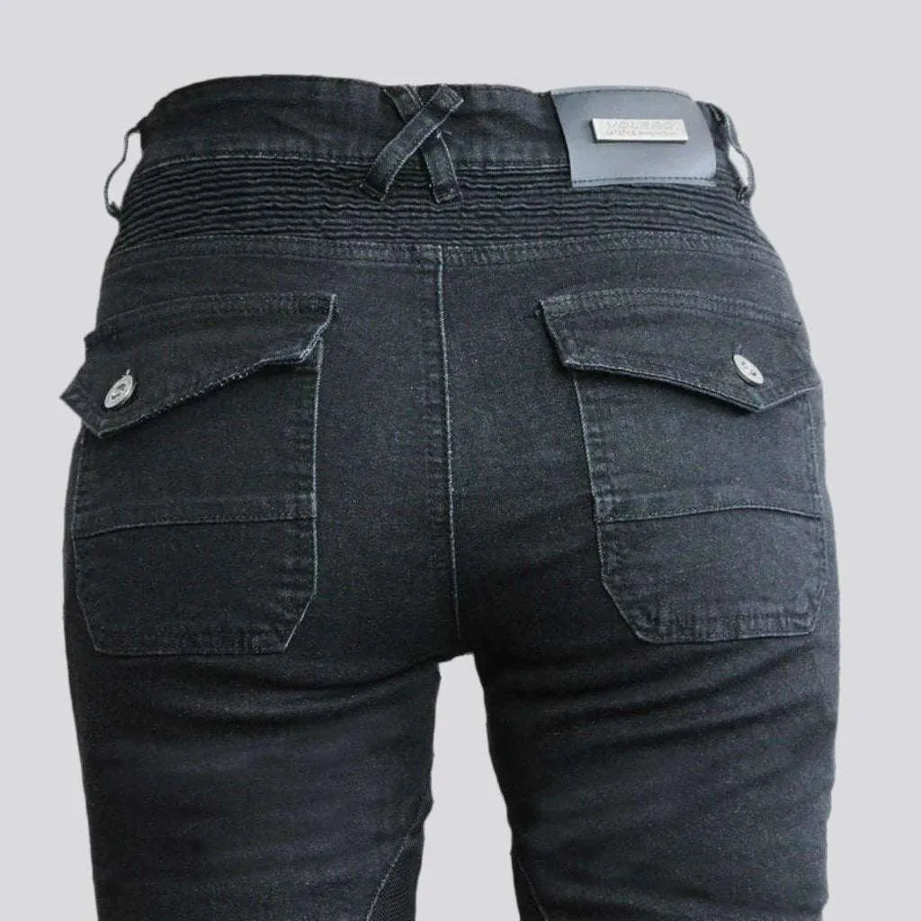 Patchwork biker jeans
 for women