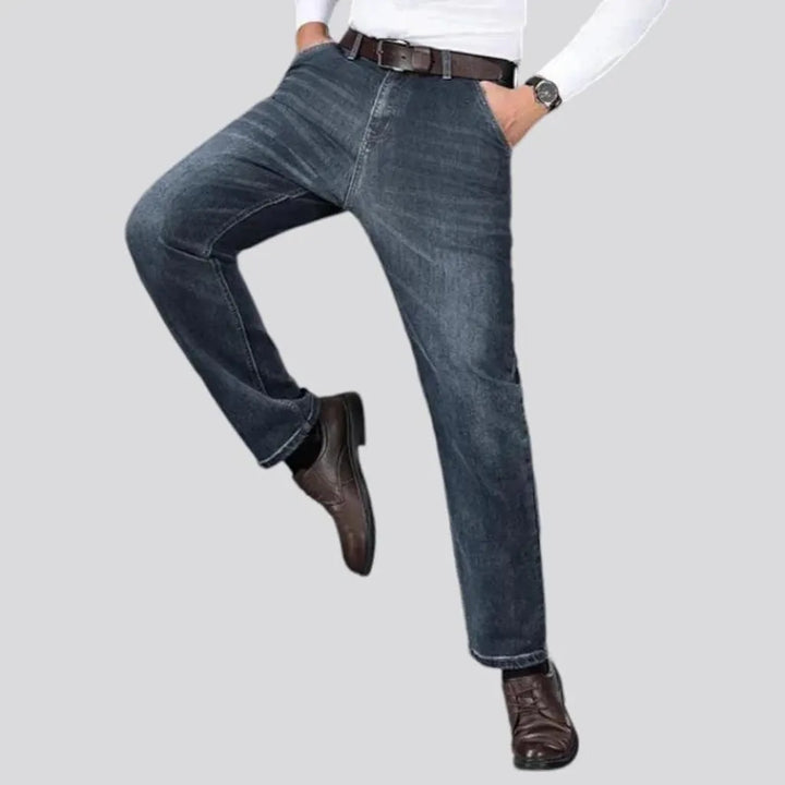 Stonewashed straight casual jeans for men