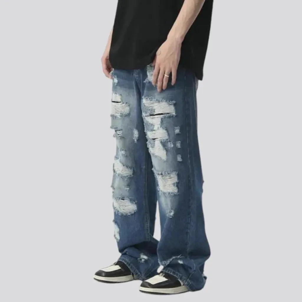 Baggy fashion style distressed men's jeans