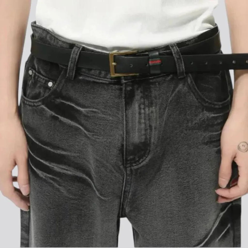 Street style faded mid-rise men's jeans