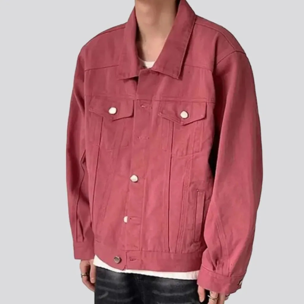 Oversized color denim jacket
 for men