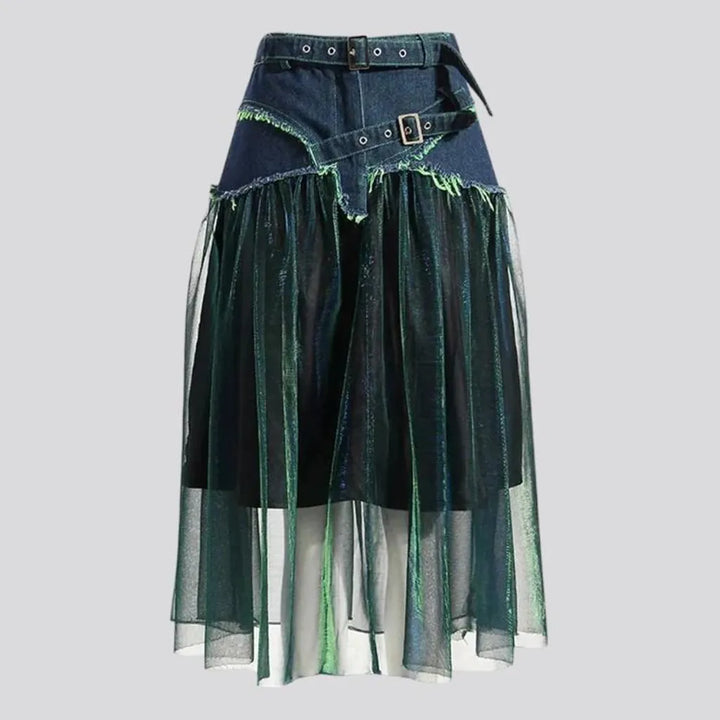 Street midi jeans skirt
 for ladies