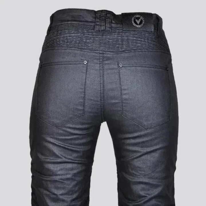 Wax biker jean pants
 for ladies