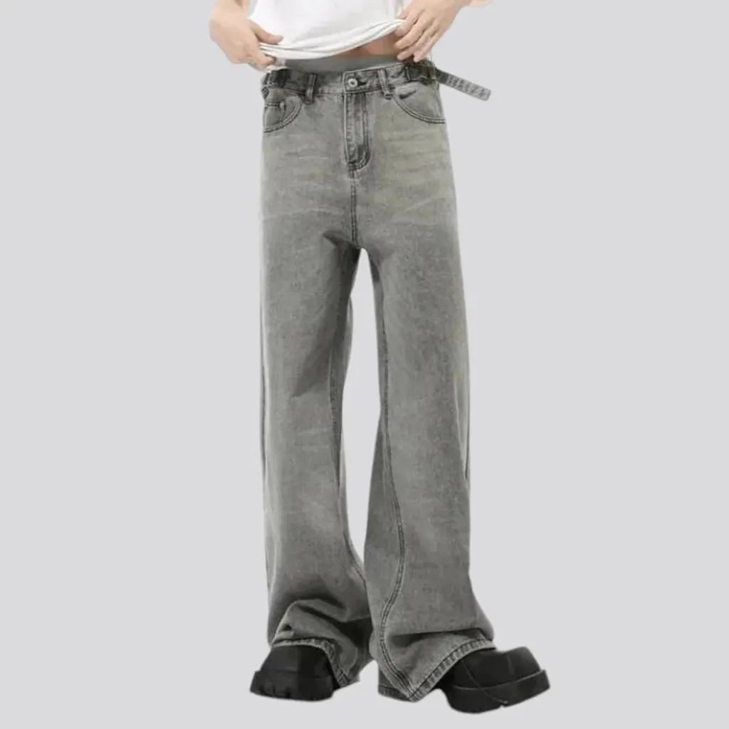 Mid rise boho baggy men's jeans