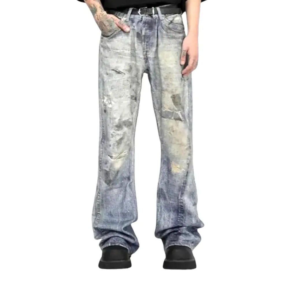 Stylish Flared Men's Jeans - Light Blue