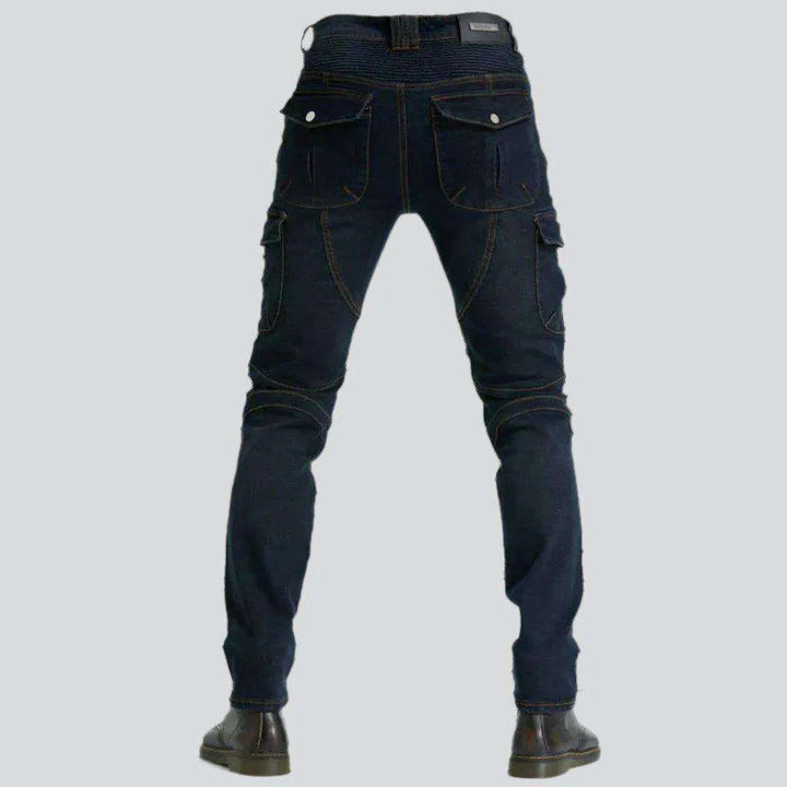 Winter dark men's biker jeans