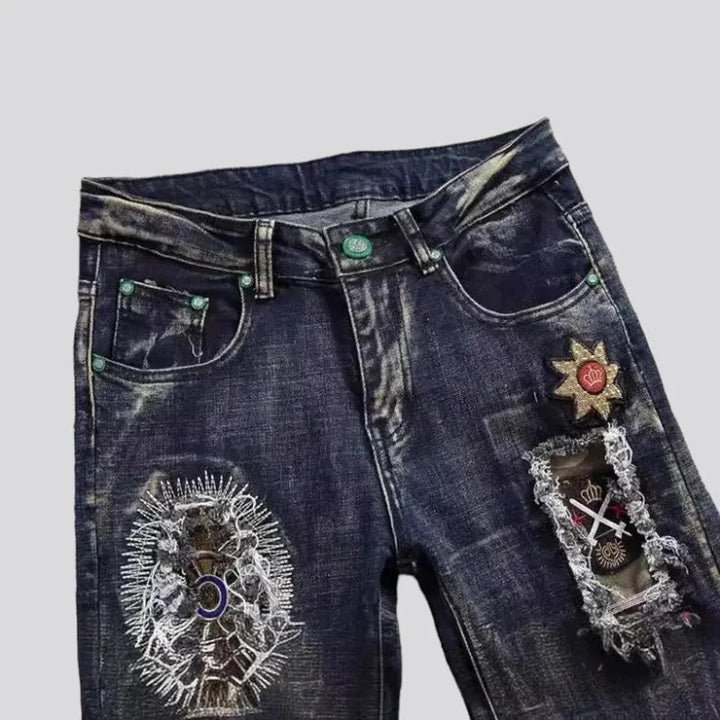 Dark-wash mid-waist jeans
 for men