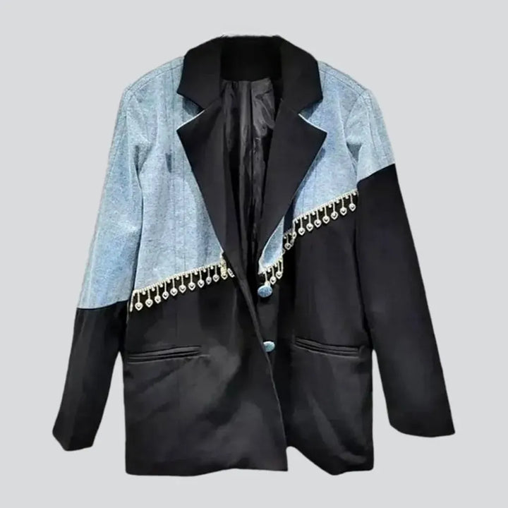 Light wash oversized women's jeans blazer jacket