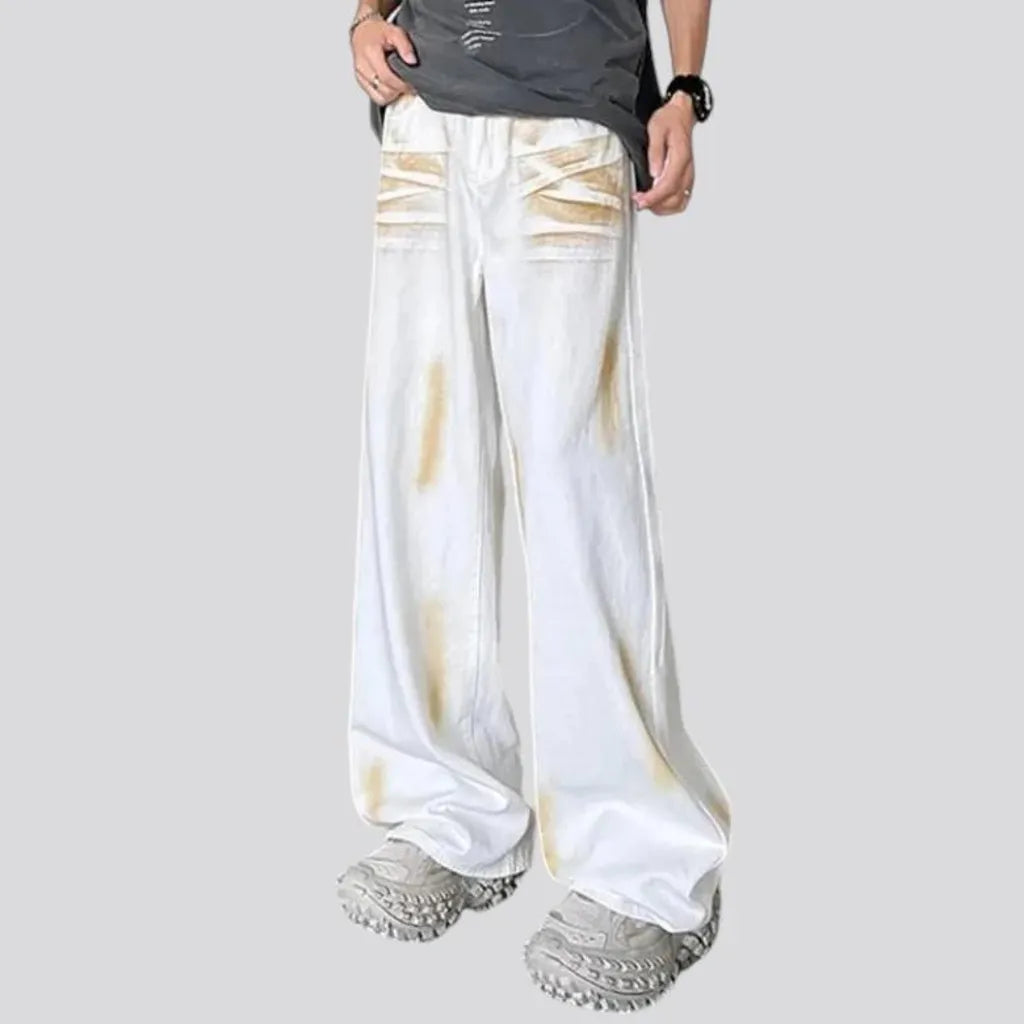 Painted baggy style men's jeans