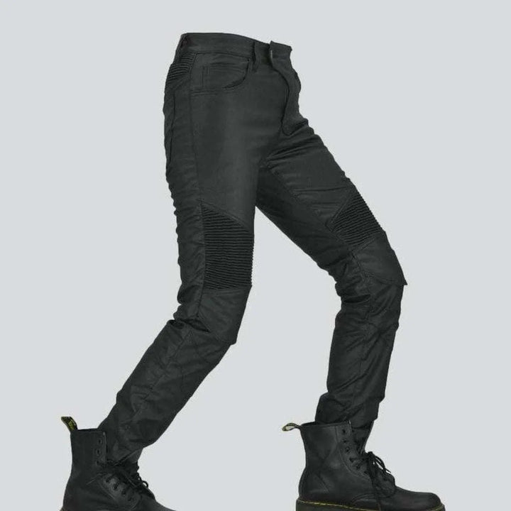 Waterproof coated men's biker jeans