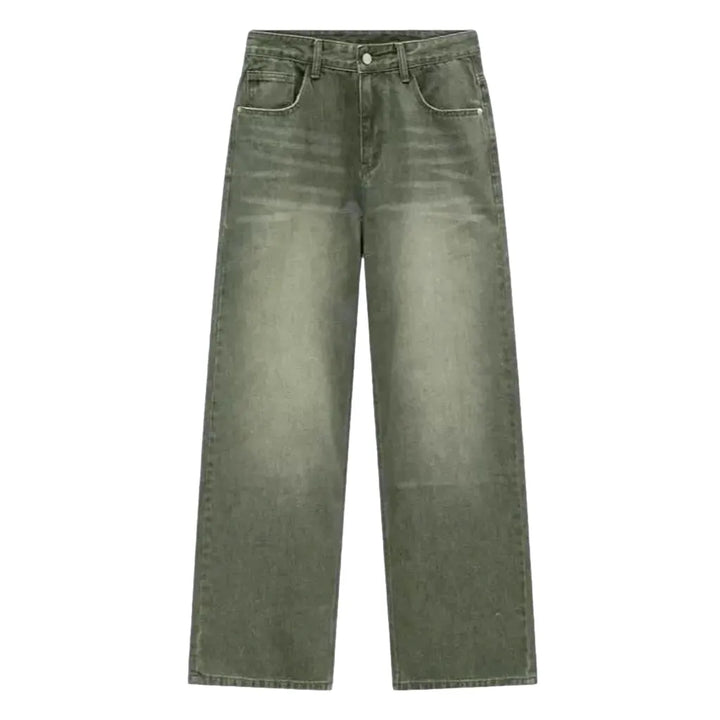 Sanded Whiskered Trendy Men's Jeans - Green