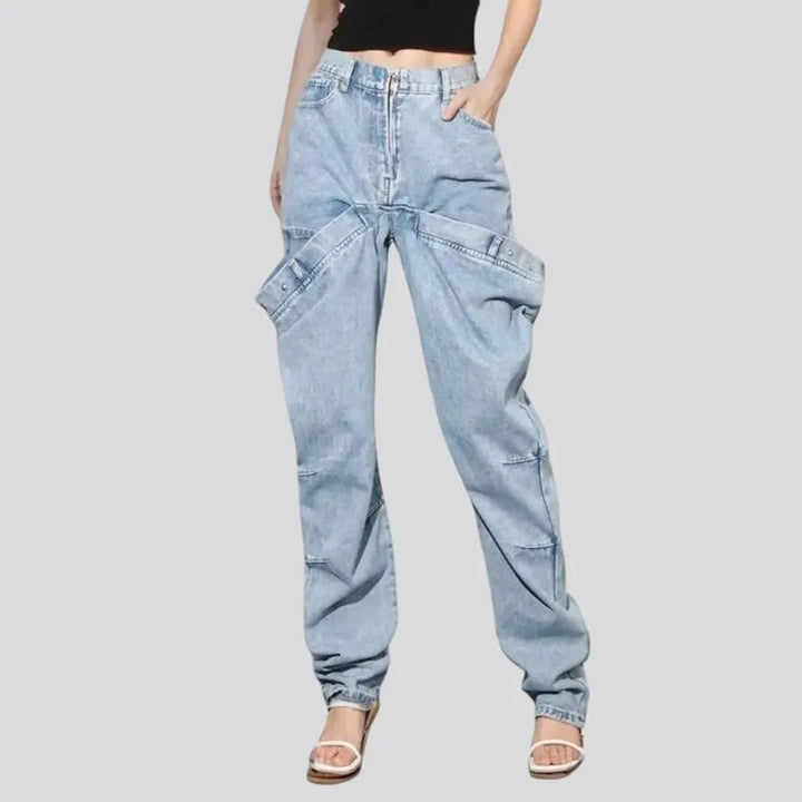 Boho style roomy fit high-waist women's jeans