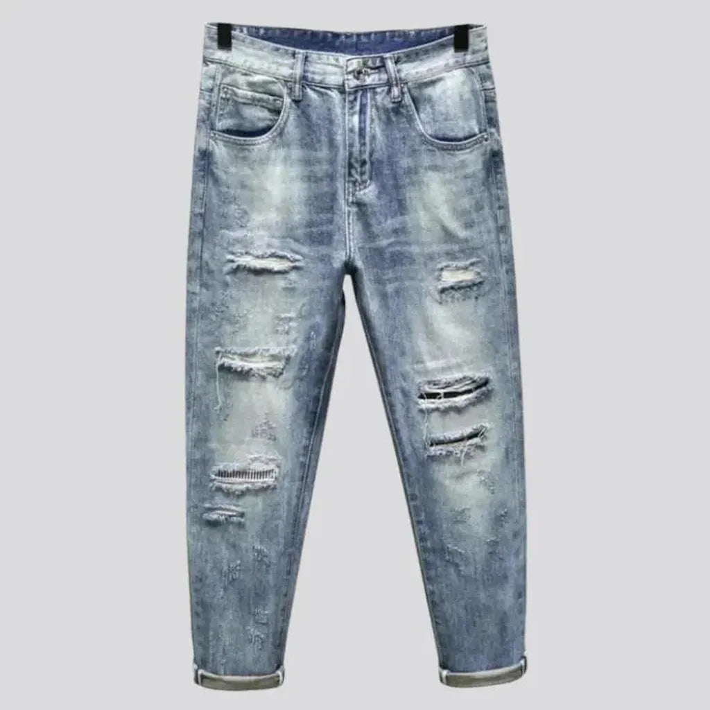 Mid-waist men's loose jeans