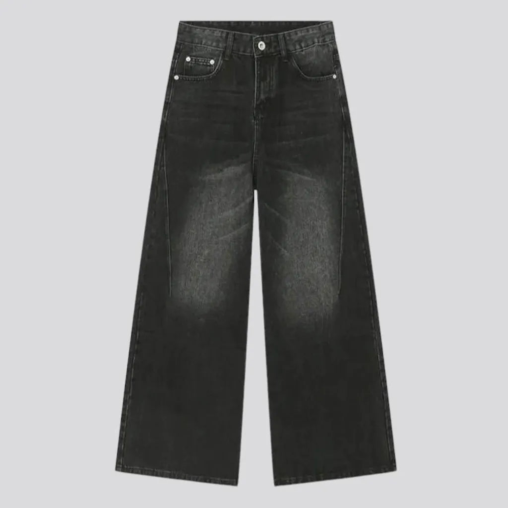 Sanded floor-length jeans
 for men
