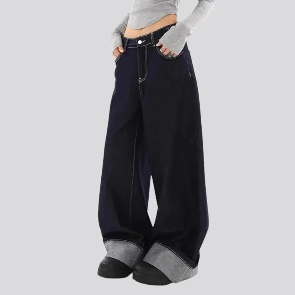 90s style baggy-leg high-waist women's jeans