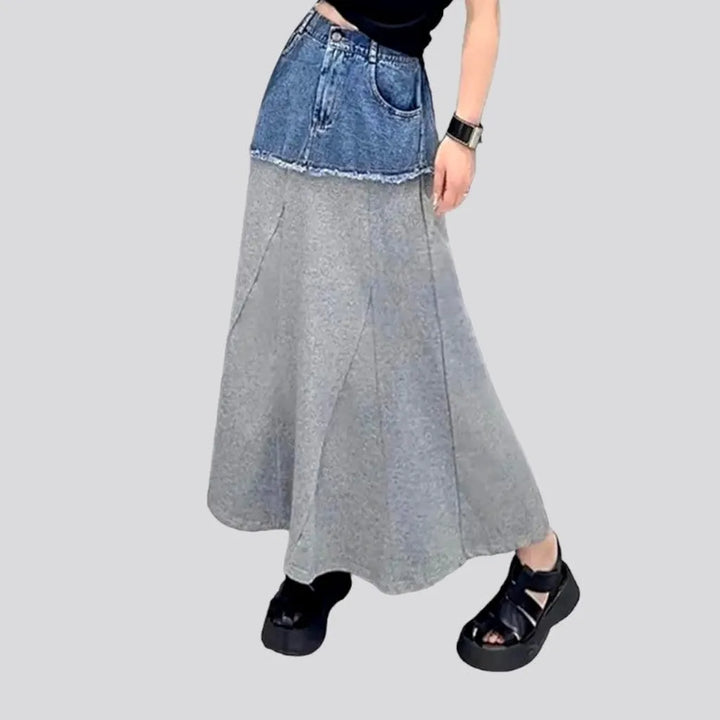 Asymmetric a-line jean skirt
 for ladies
