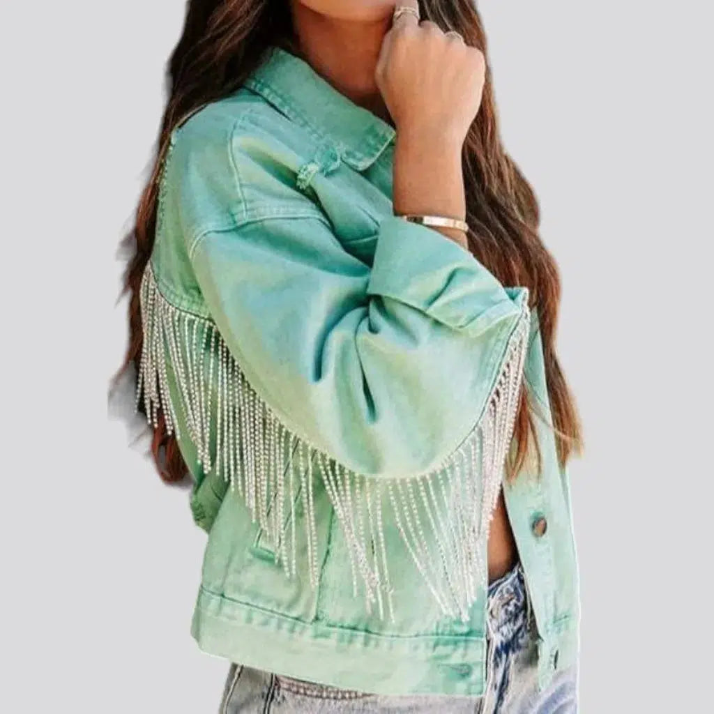 Fringe color women's jean jacket