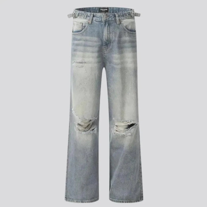 Distressed baggy style men's jeans