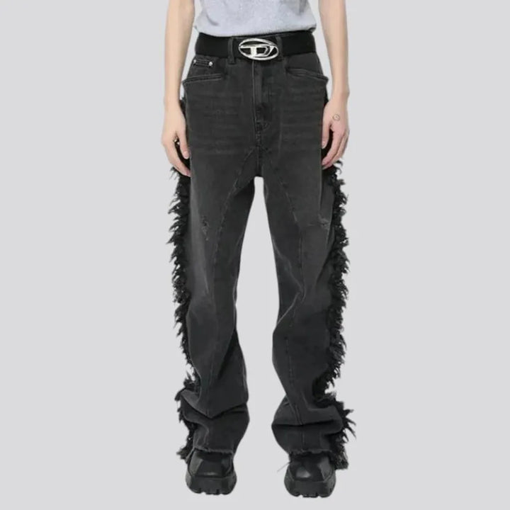 Vintage fringe loose men's jeans