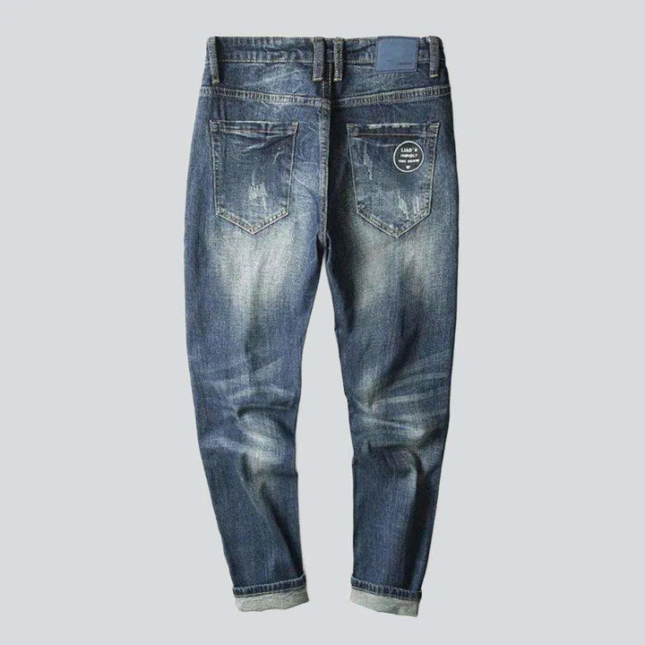 Printed pockets vintage men's jeans