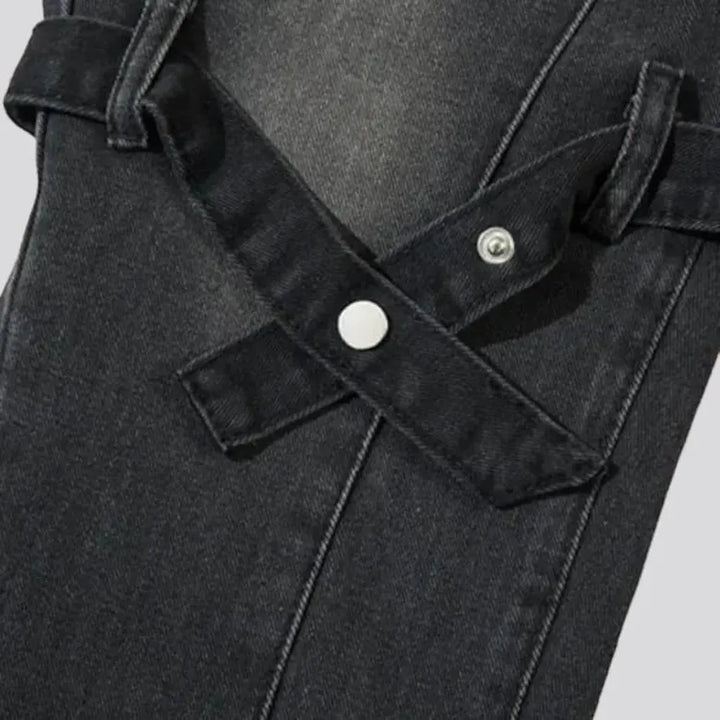Bottom-slit women's baggy jeans
